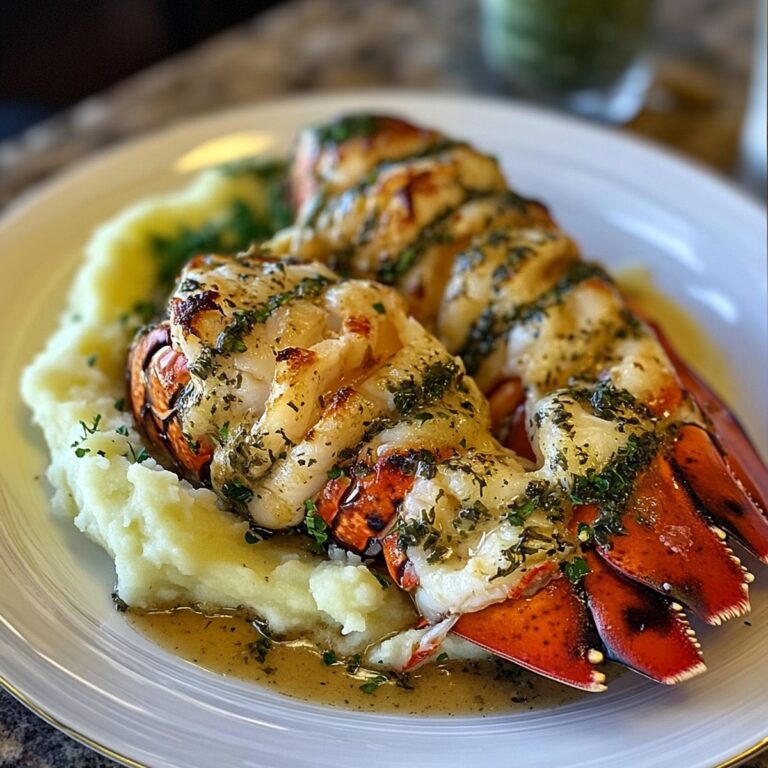 Baked Lobster Tails With Garlic Herb Butter Sauce And Mashed Potatoes Recipe