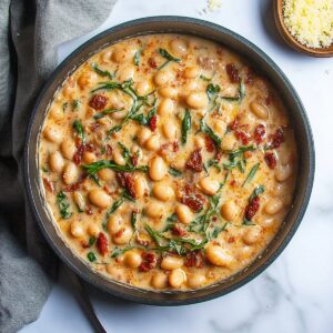 Silky One Pot Sundried Tomato White Beans Recipe
