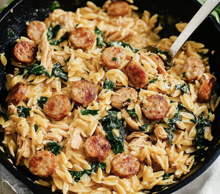 Creamy Chicken Sausage Orzo Skillet Recipe