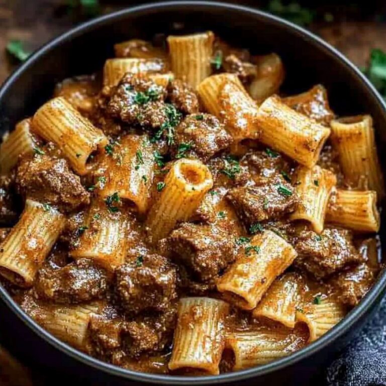 Hearty Beef Pasta In A Creamy Garlic Sauce Recipe