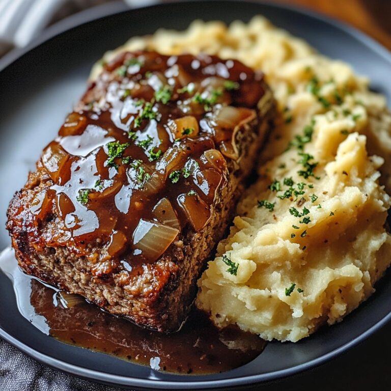 Savory French Onion Meatloaf With Truffle Mashed Potatoes Recipe