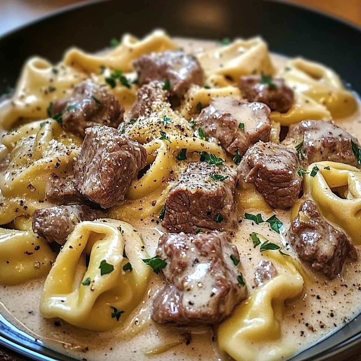 Beef & Parmesan Tortellini In Creamy Sauce Recipe