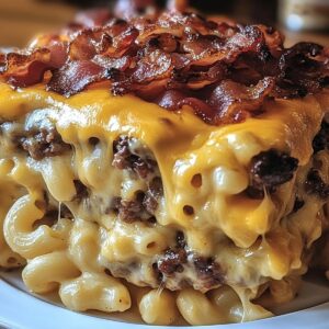 Smoky BBQ Bacon Cheeseburger Mac N Cheese Casserole Recipe