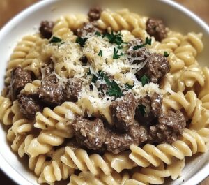 Beef And Rotini In Garlic Parmesan Sauce Recipe
