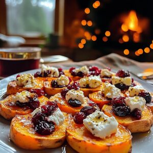 Sweet Potato Rounds With Goat Cheese & Cranberries Recipe