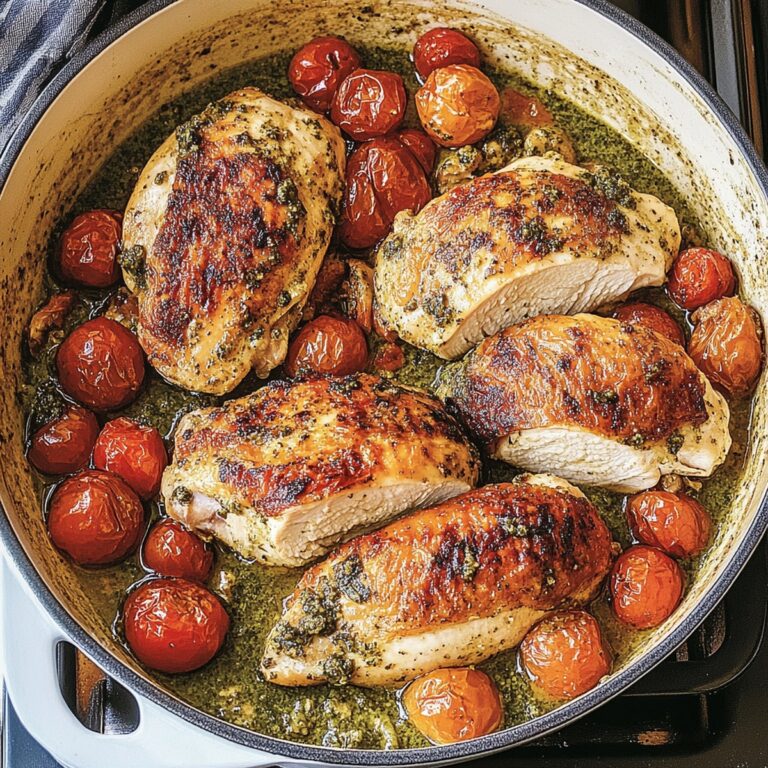 Rich Pesto Chicken With Roasted Tomatoes Recipe