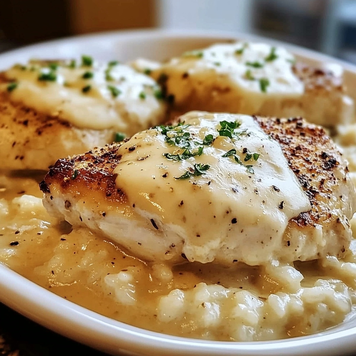 Creamy Garlic Chicken And Rice Bake With Parmesan Cream Sauce Recipe