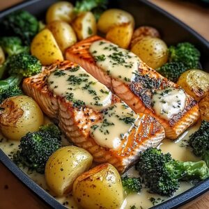 Lemon Butter Salmon With Crispy Potatoes And Broccoli Recipe