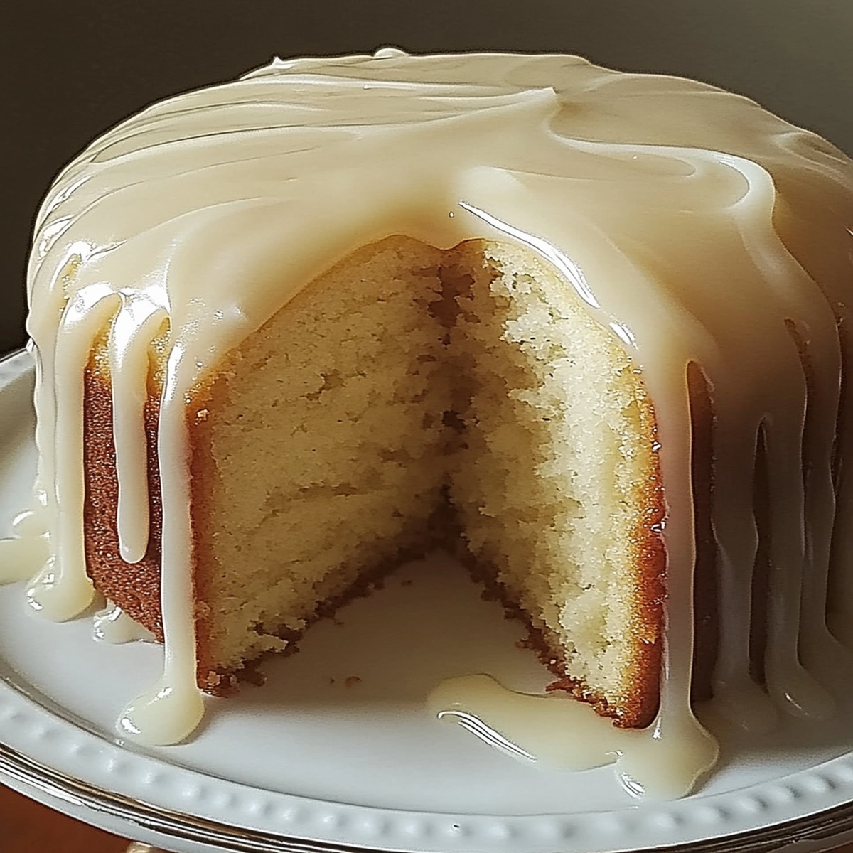 Vanilla Buttermilk Pound Cake With Cream Cheese Glaze Recipe