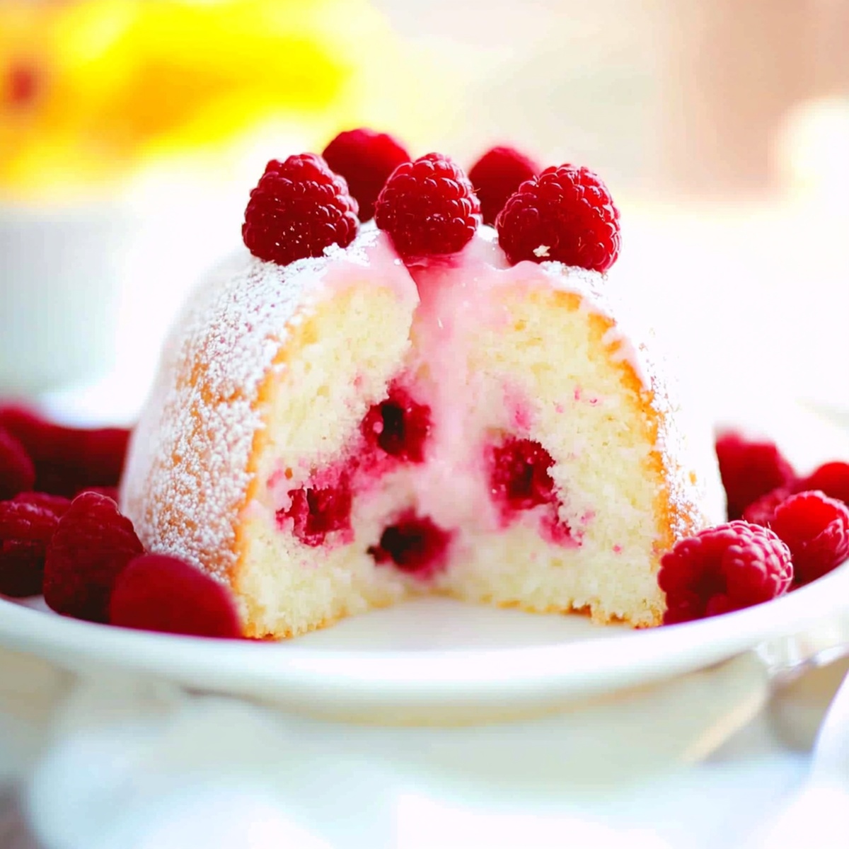 Fluffy Raspberry Angel Food Cake Recipe