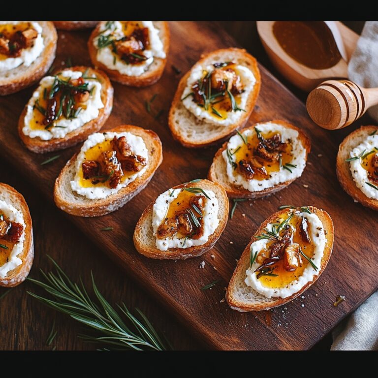 Sweet And Spicy Whipped Feta Crostini With Hot Honey Recipe