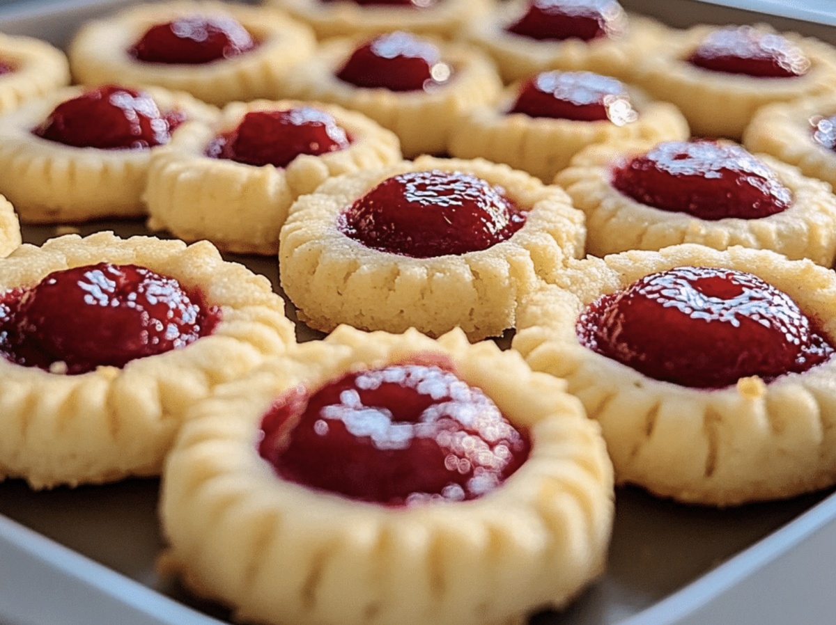Raspberry Almond Shortbread Thumbprint Cookies Recipe
