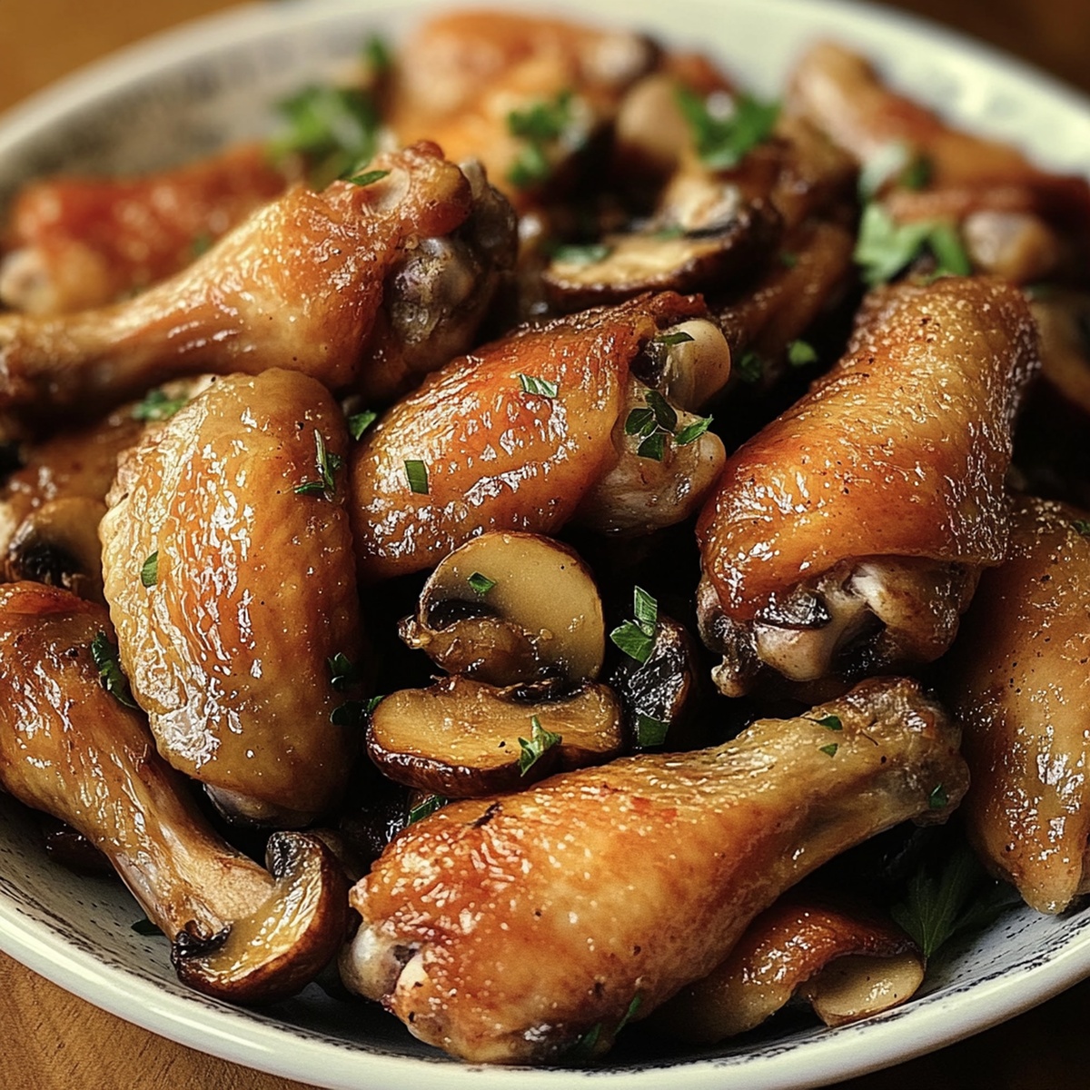 Chicken Wings With Mushrooms Recipe