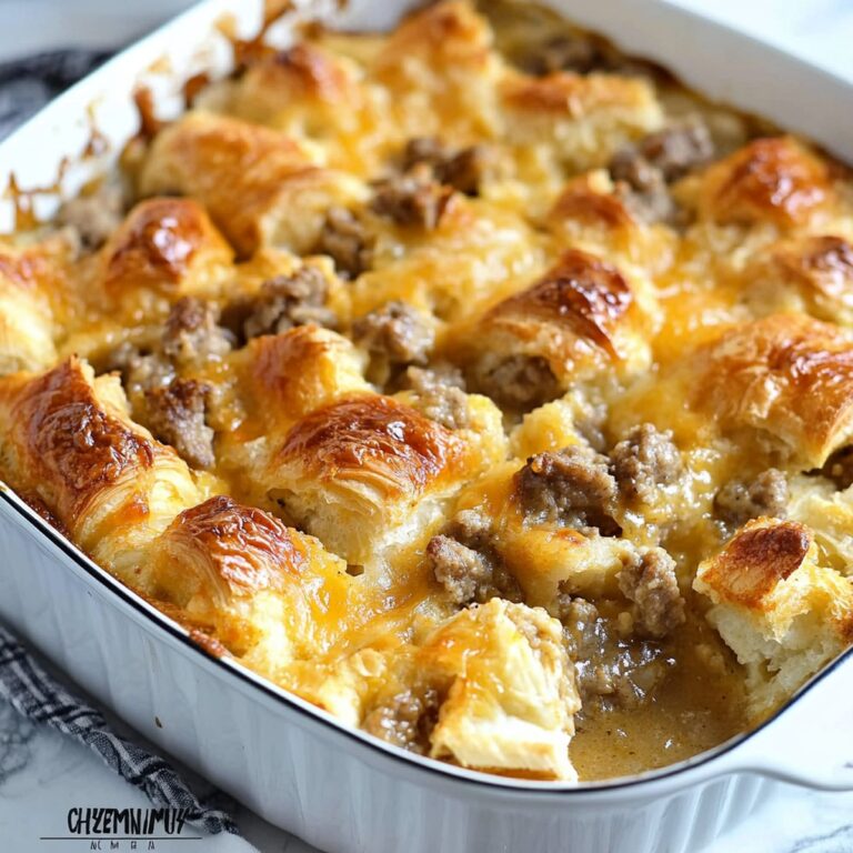 Overnight Croissant Breakfast Casserole Bake With Gravy Recipe