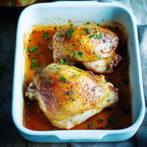 Golden Oven Baked Chicken Thighs Recipe