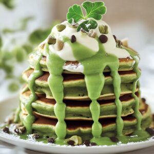 Festive Shamrock Pancakes With Minty Drizzle Recipe