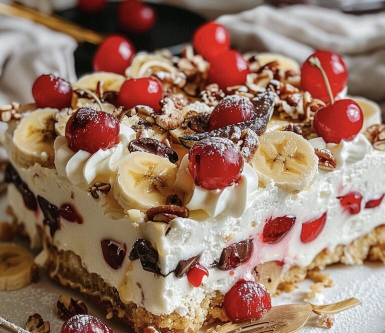 No-Bake Banana Split Cake Recipe
