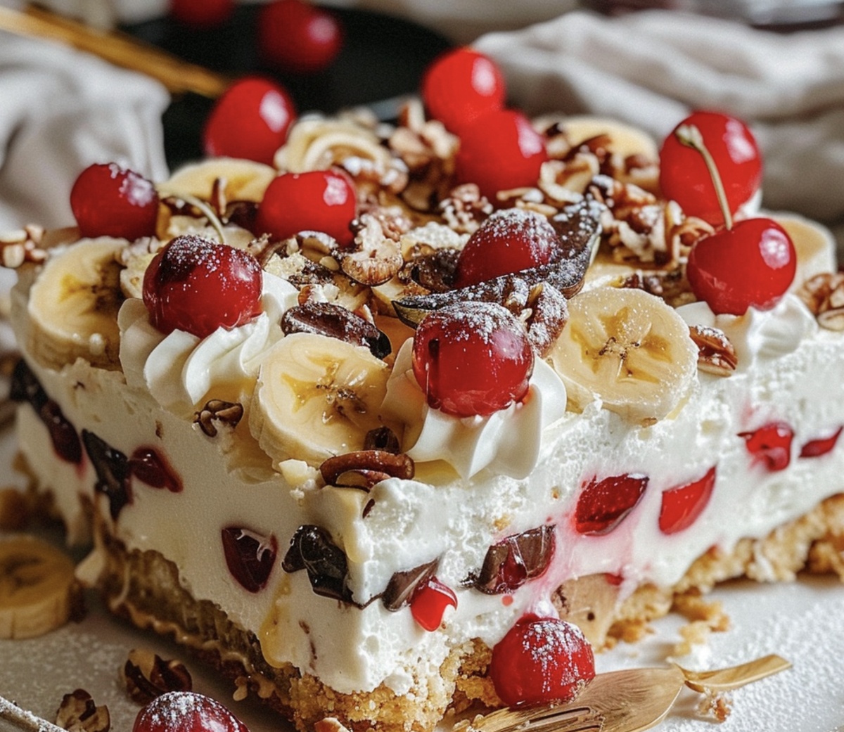 No-Bake Banana Split Cake Recipe