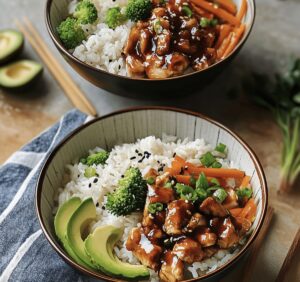 Crispy Sticky Chicken Rice Bowls Recipe