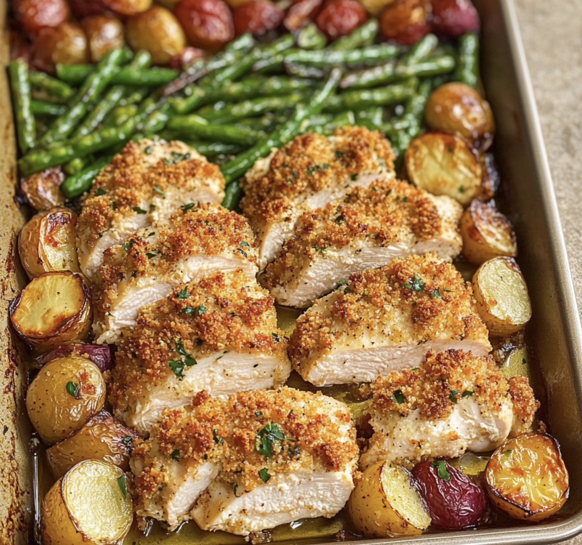 Parmesan Crusted Chicken Sheet Pan Dinner Recipe