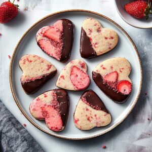 Elegant Chocolate Dipped Strawberry Shortbread Cookies Recipe
