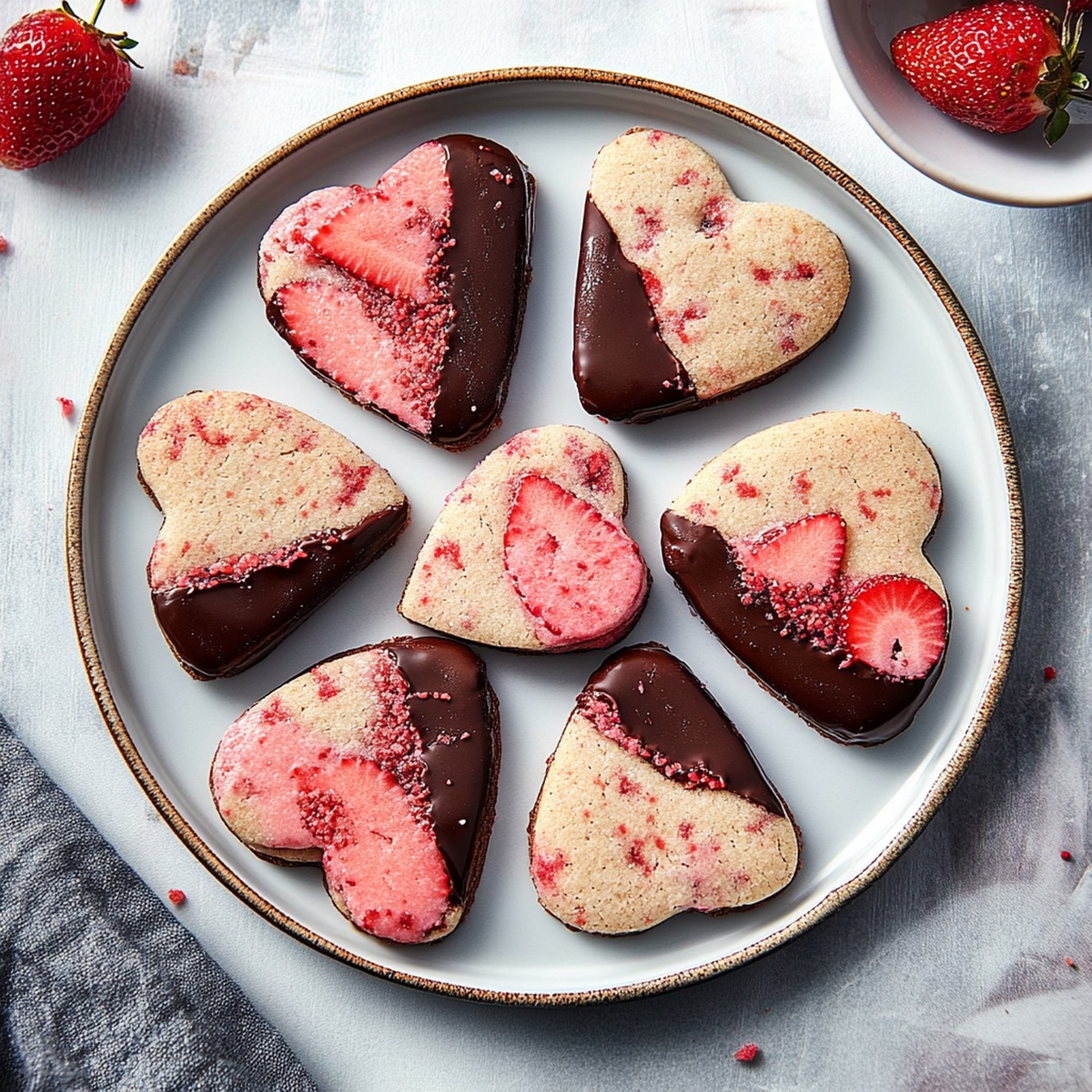 Elegant Chocolate Dipped Strawberry Shortbread Cookies Recipe