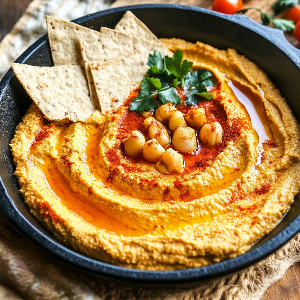 Rustic Roasted Red Pepper Hummus Recipe
