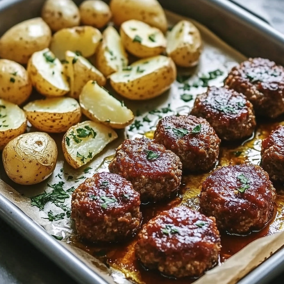 Sheet Pan Mini Meatloaf And Roasted Potatoes Recipe