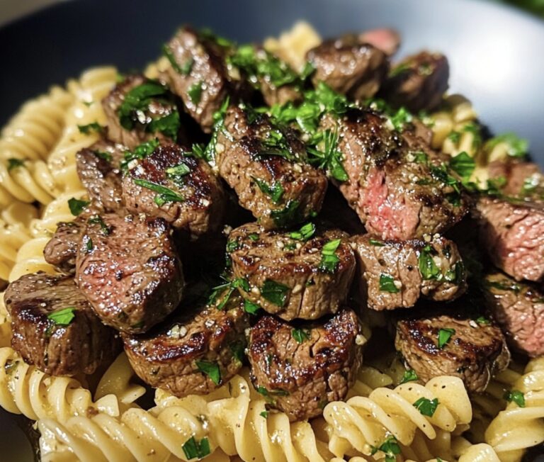 Steak Bites And Rotini In Garlic Parmesan Sauce Recipe
