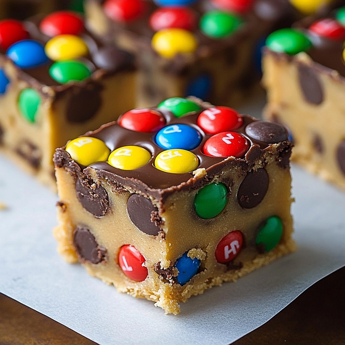 Dreamy No-Bake M&M Cookie Dough Bars Recipe