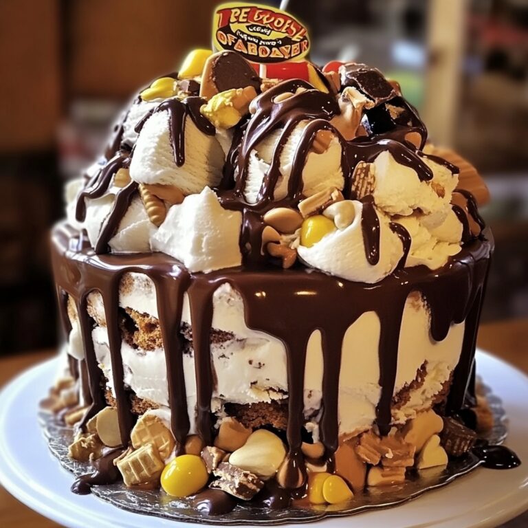 Decadent Reeses Overload Ice Cream Sundae Cake Recipe