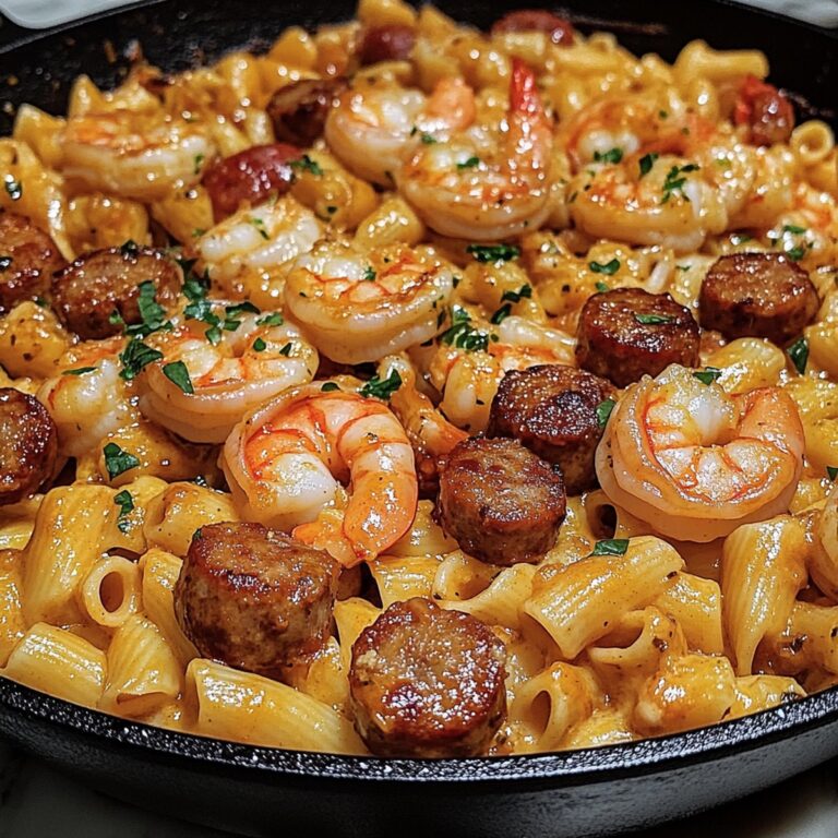 Sizzling Garlic Butter Shrimp And Sausage Skillet Pasta Recipe