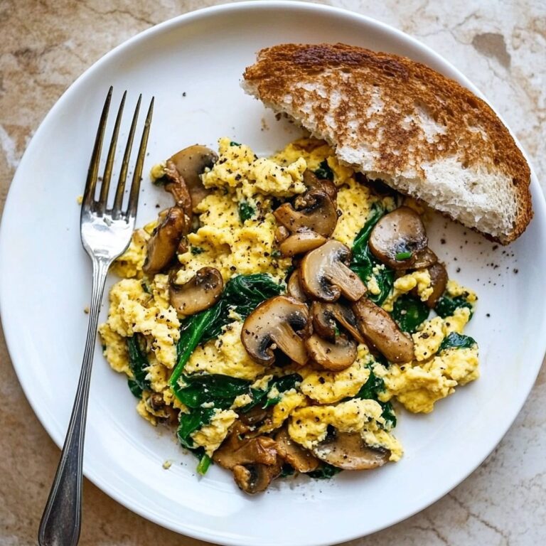 Fluffy Mushroom-Spinach Scrambled Eggs Recipe