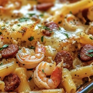 Spicy Louisiana Shrimp And Sausage Pasta Bake Recipe