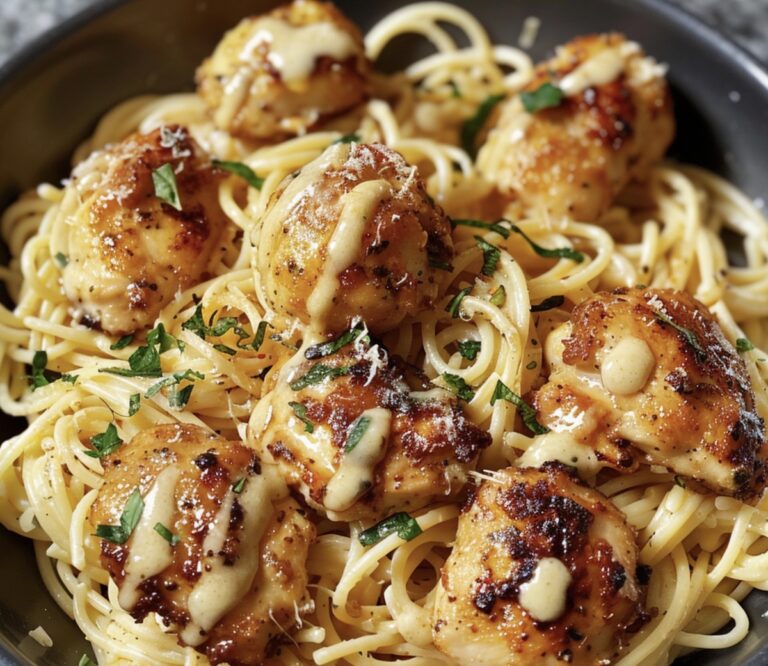 Garlic Butter Chicken Bites With Creamy Parmesan Pasta Recipe