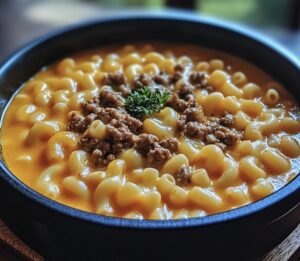 One-Pot Macaroni Cheeseburger Soup Recipe