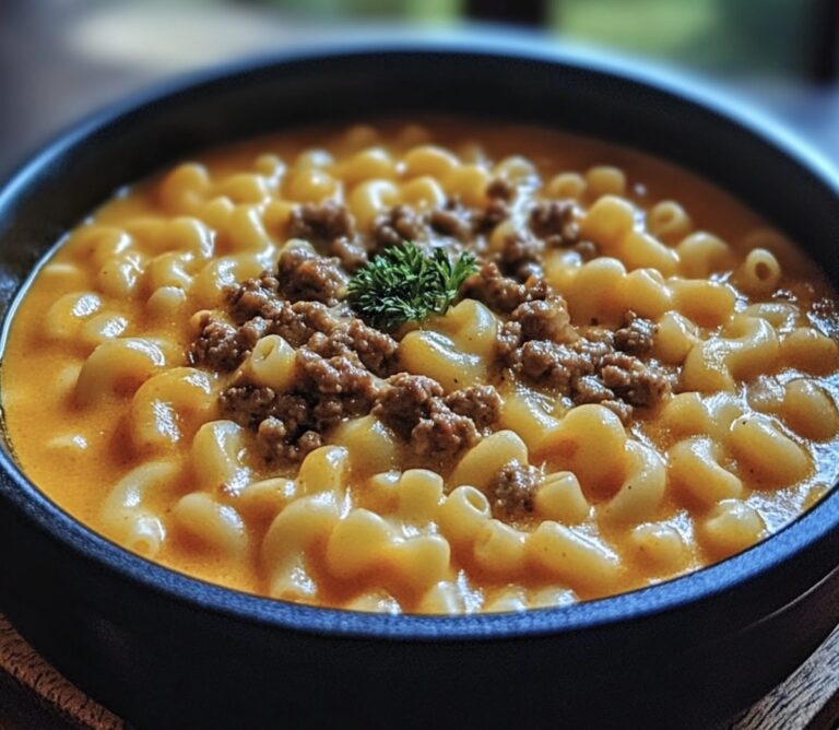 One-Pot Macaroni Cheeseburger Soup Recipe