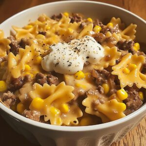 Hearty Ranch Beef And Sweet Corn Bowtie Casserole Recipe