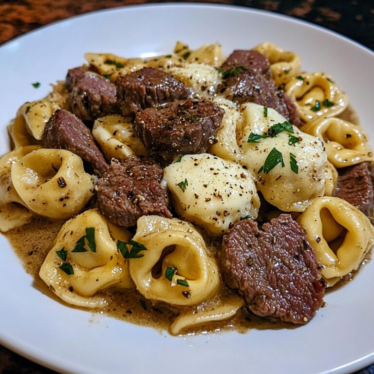 Savory Cheesesteak Tortellini In Creamy Provolone Sauce Recipe