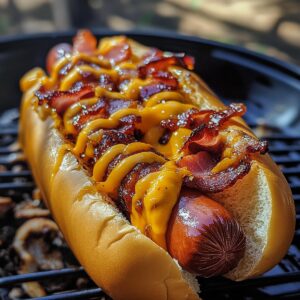 Bbq Bacon-Wrapped Cheddar Hot Dog Delights Recipe