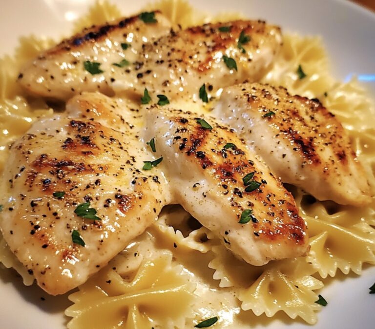 Lemon Garlic Chicken With Velvety Bowtie Pasta Recipe