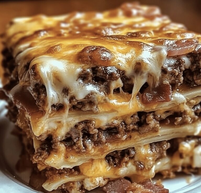 Indulgent Parmesan Garlic Bacon Cheeseburger Lasagna Recipe