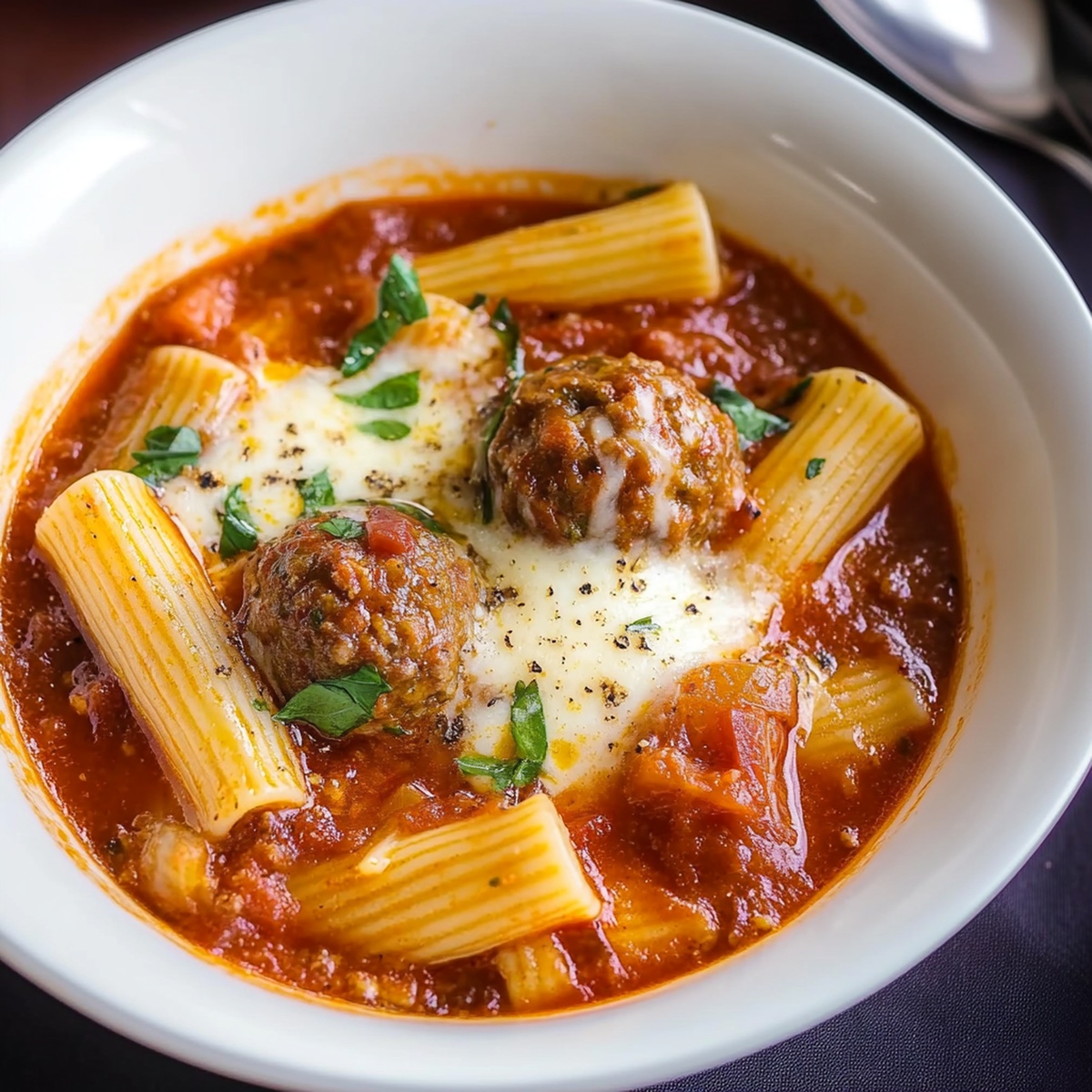 Hearty Rigatoni Meatball Soup Recipe