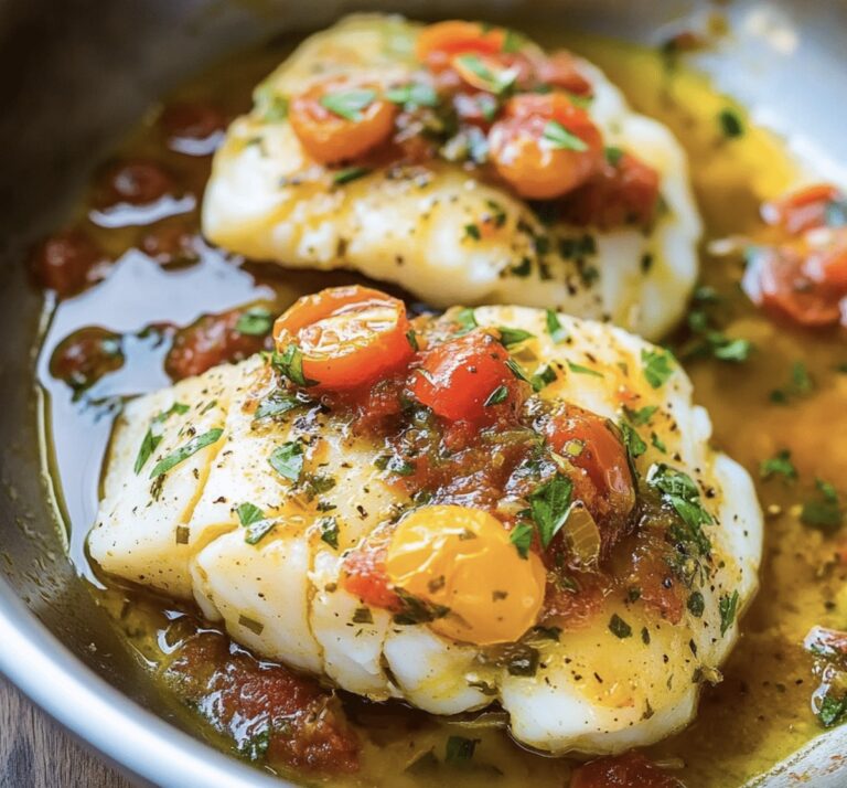 Pan-Seared Cod In White Wine Tomato Basil Sauce Recipe