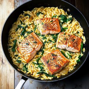 Zesty One Skillet Salmon With Lemon Orzo Recipe