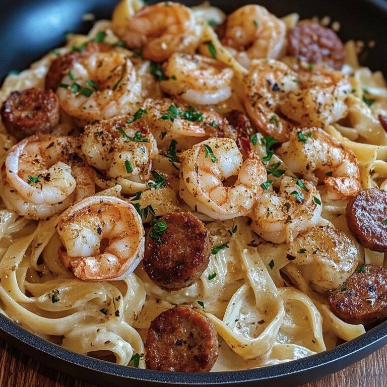 Spicy Cajun Shrimp And Sausage Alfredo Pasta Recipe