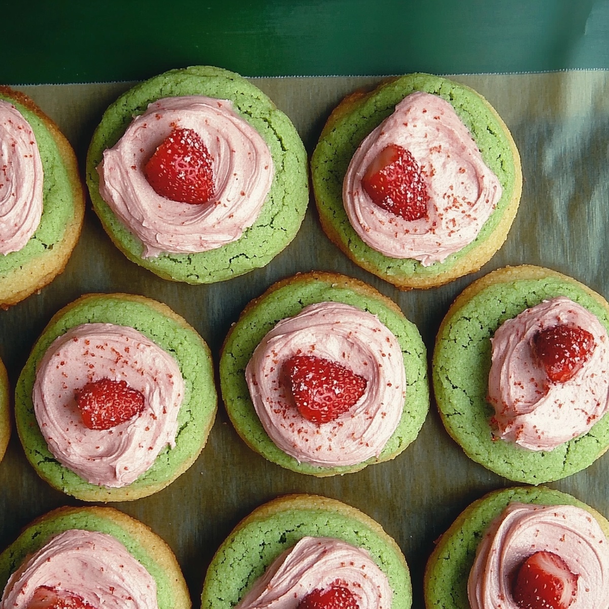 Irresistible Strawberry Frosted Matcha Cookies Recipe