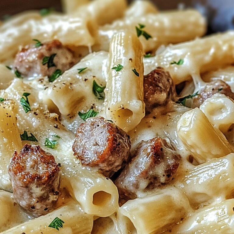 Garlic Sausage Alfredo Rigatoni Recipe