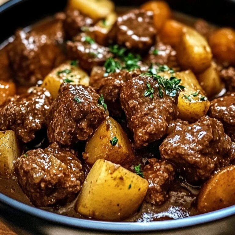 Tender Slow Cooker Garlic Butter Beef Bites & Potatoes Recipe