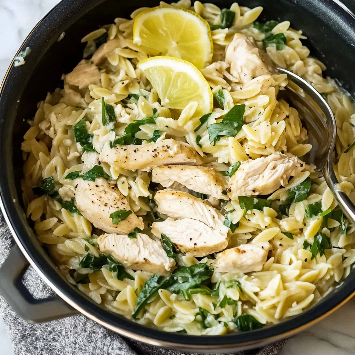 Tangy One Pot Lemon Chicken Orzo Recipe